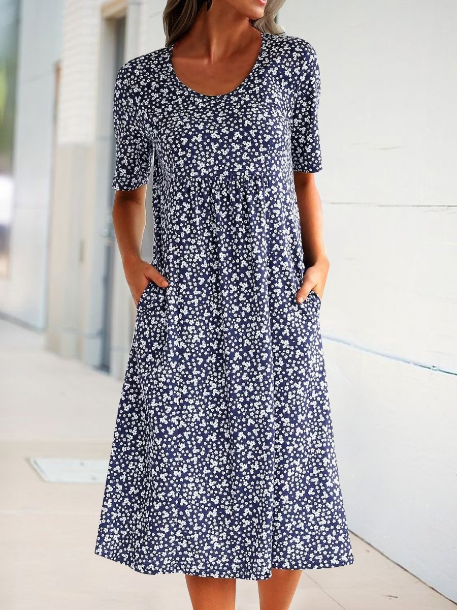 Floral Pockets Midi Dress