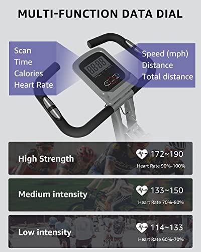 Barwing 16-8-2-3 Exercise Stationary Bike Foldable | 4 IN 1 Upright Recline Arm | Gray