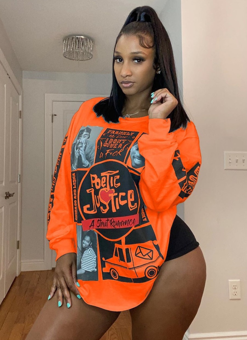 Autumn Print O Neck Long Sleeve Loose Shirt