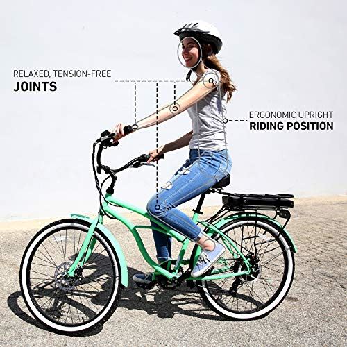 The Block Women’s Electric Bicycle, 7-Speed Beach Cruiser Ebike