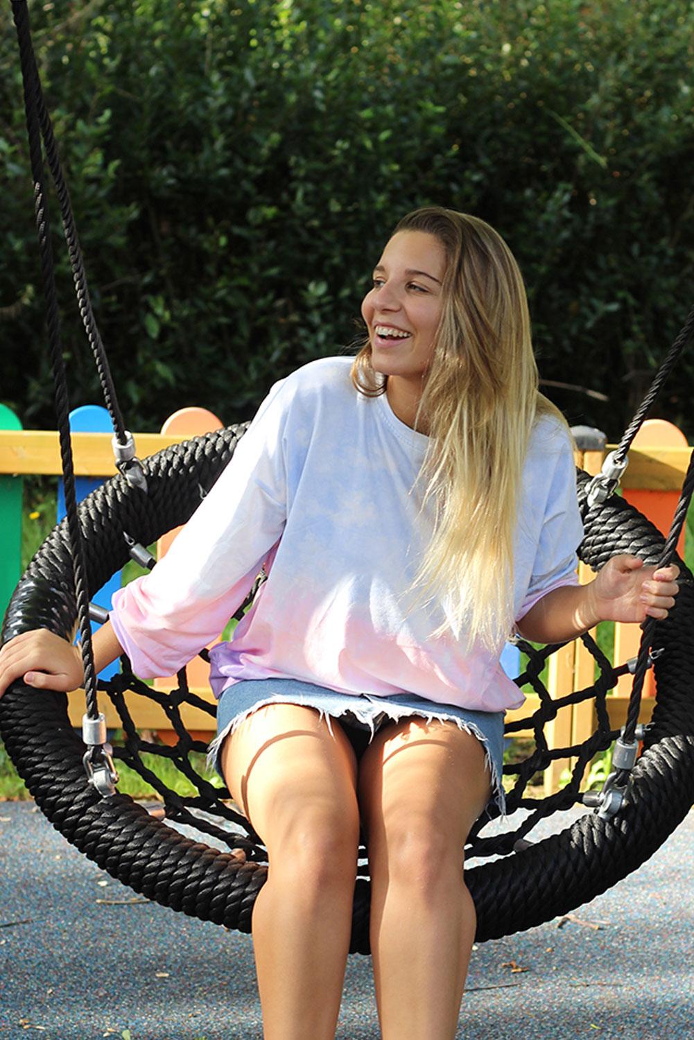 Multicolour Color Block Tie Dye Pullover Sweatshirt