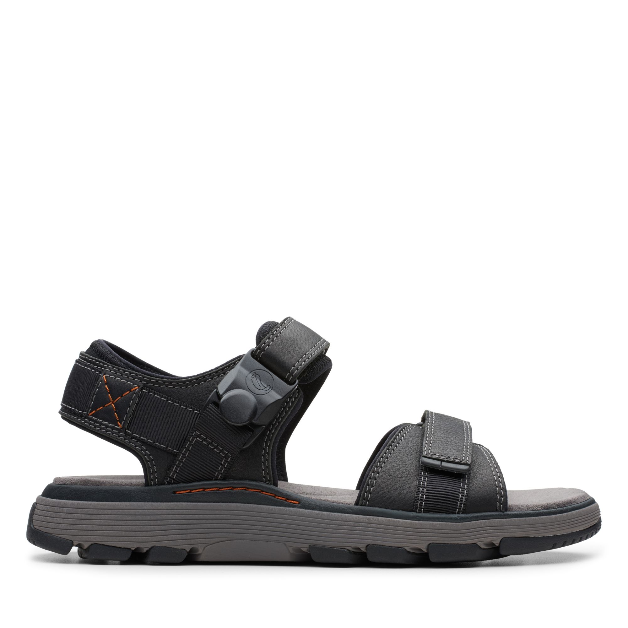 Men Sandals Un Trek Part Black Leather