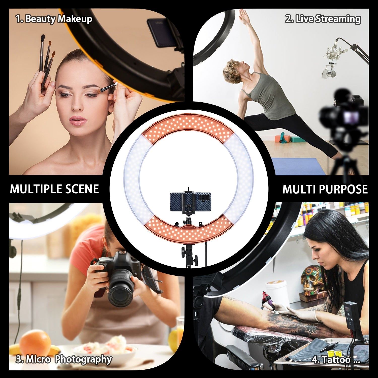 FOSOTO RL-18 Led Ring Light Photography Lamp 18 Inch Ring Lamp 55W Ring light