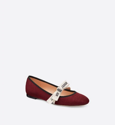 Miss J'Adior Ballerina Flat Burgundy Technical Fabric