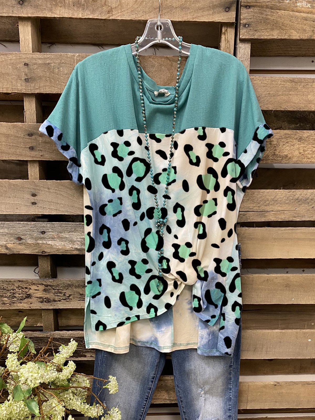 Short Sleeve Holiday Crew Neck Jersey Shirts & Tops