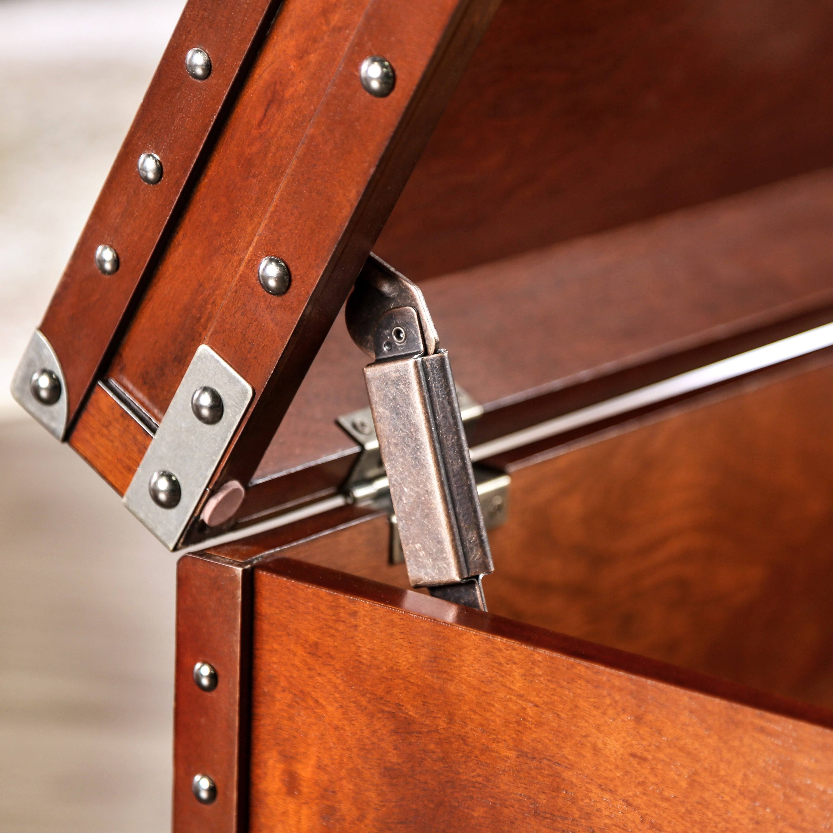 Furniture of America Dravens Industrial Trunk Style End Table - Cherry