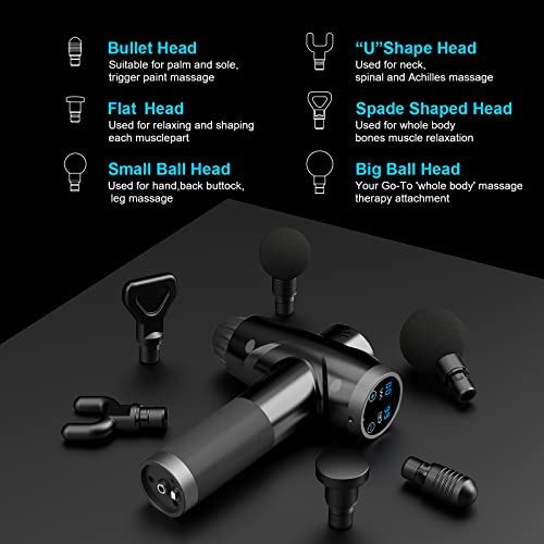 Handheld Percussion Massage Gun w/ 6 Adjustable Heads & 20 Speed