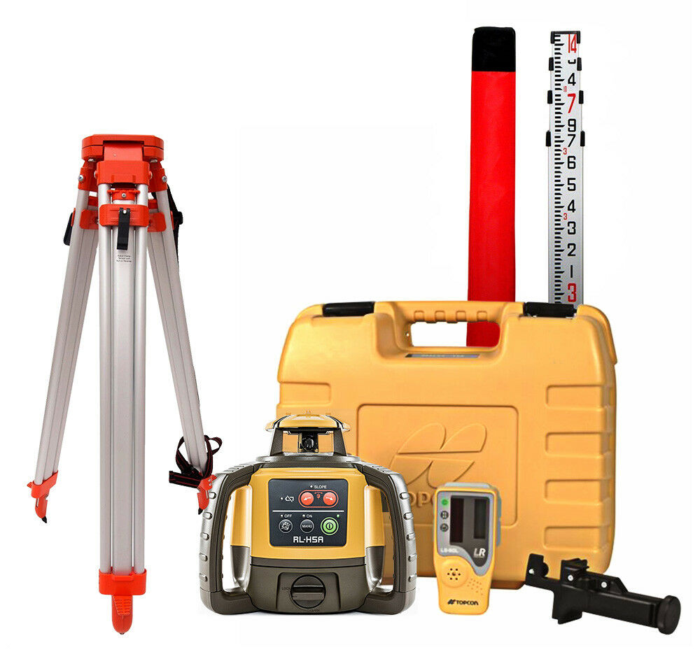 Topcon RL-H5A Self-Leveling Rotary Grade Laser Level W tripod and 14' Rod Inches