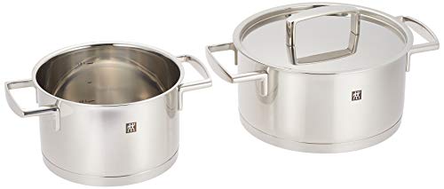 ZWILLING 双立人 Passion 炊具 3件套 双手柄 深型 单柄锅 3件套 不锈钢 底部厚 3层结构 支持IH电磁加热 可使用洗碗机清洗 66060-001