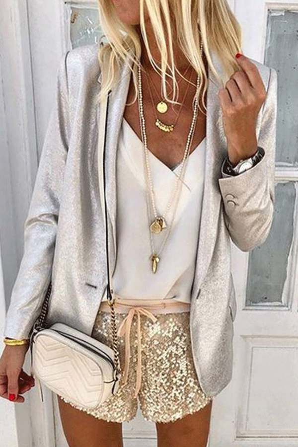 Women's Fashion Pure Color Long Sleeve Tailored Collar Blazer