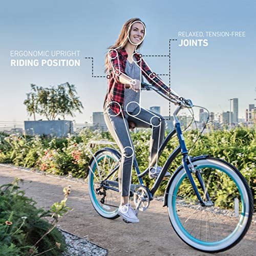 Cruiser Bicycle, 26��� Wheels and 17.5��� Frame, Navy with Brown Seat and Grips