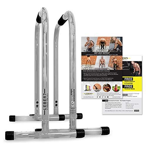 Lebert Fitness Dip Bar Stand – Original Equalizer Total Body Strengthener Pull Up Bar Home Gym Exercise Equipment – Chrome