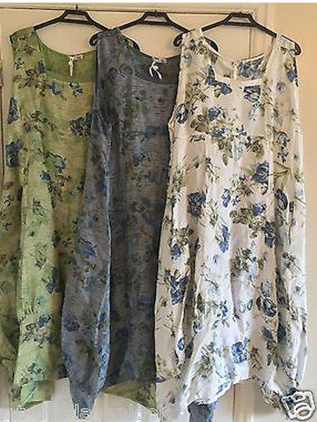 Sleeveless Casual Floral Cotton Dresses