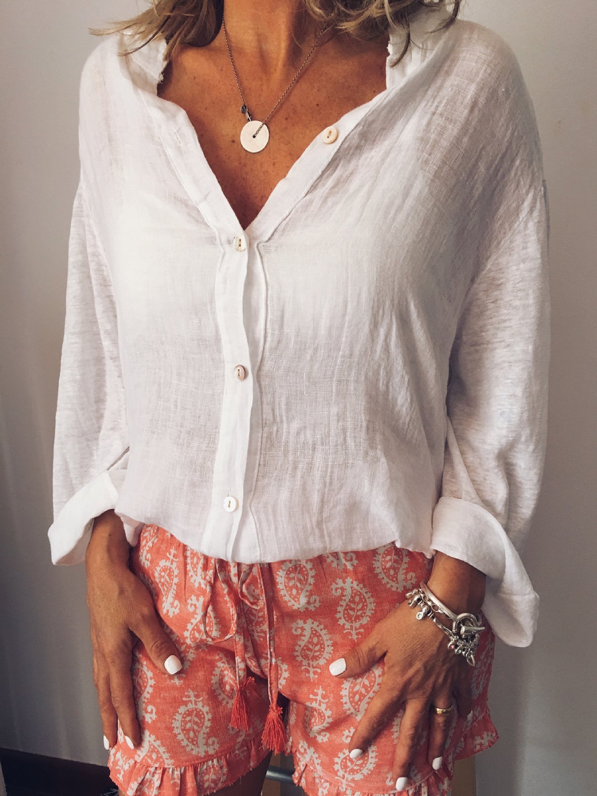 White Long Sleeve Buttoned Shirts & Tops