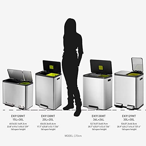 30L Dual Compartment Kitchen Recycle Trash Can