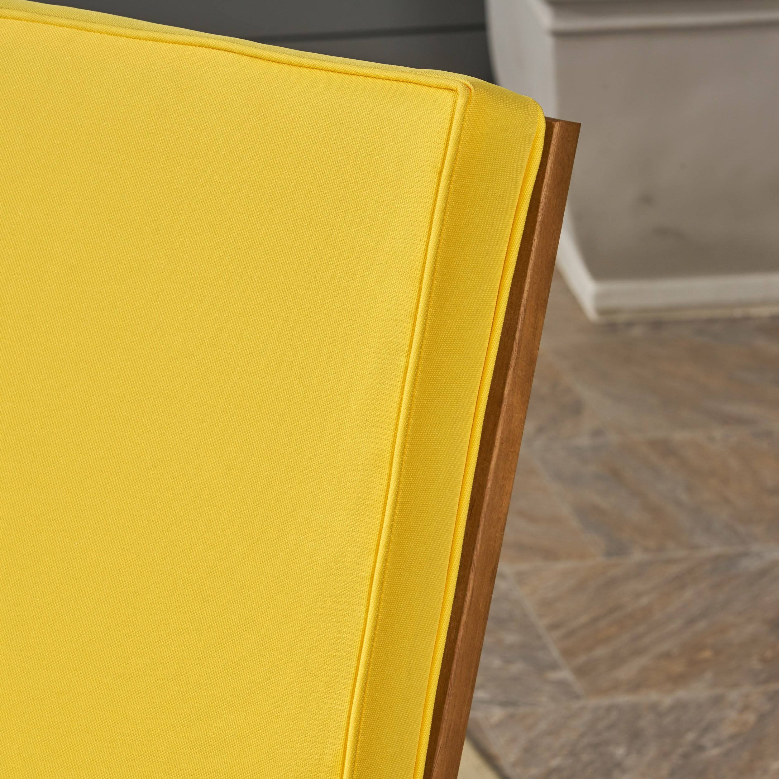 Great Deal Furniture Yvonne Patio Rocking Chair, Acacia Wood Frame, Traditional, Teak Finish with Dark Gray Cushions