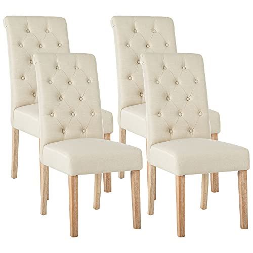 Dining Chairs, Advanced Knitting Cushion with Button Decoration, Armless