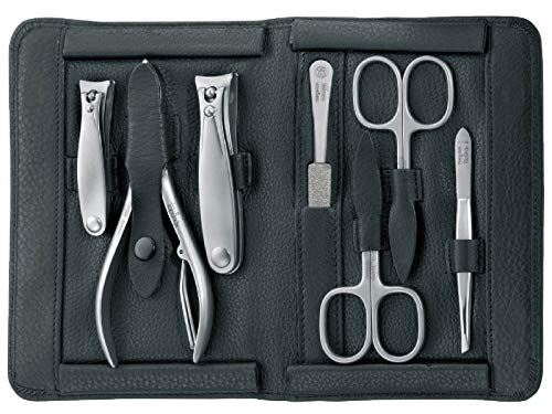 Manicure Set for Men in Black Leather Case by Niegeloh, Germany