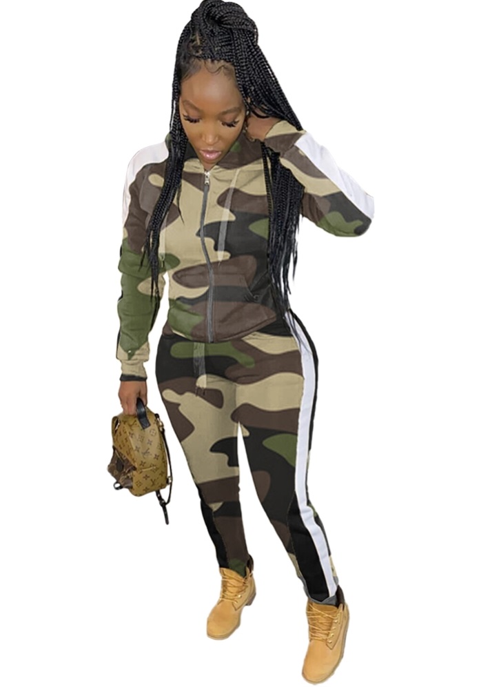 Camou Print Long Sleeve Tracksuit