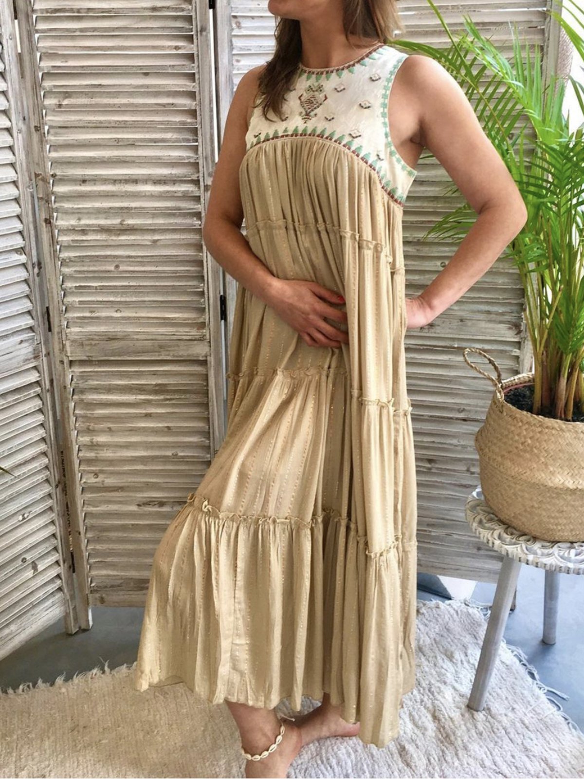 Boho Beach Geometric Sweet Sleeveless Swing Dresses