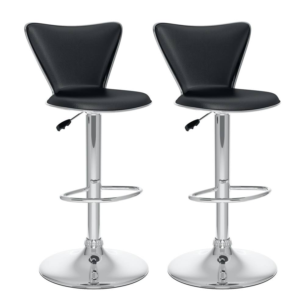 CorLiving Tapered Back Leatherette Adjustable Barstool (Set of 2) Black