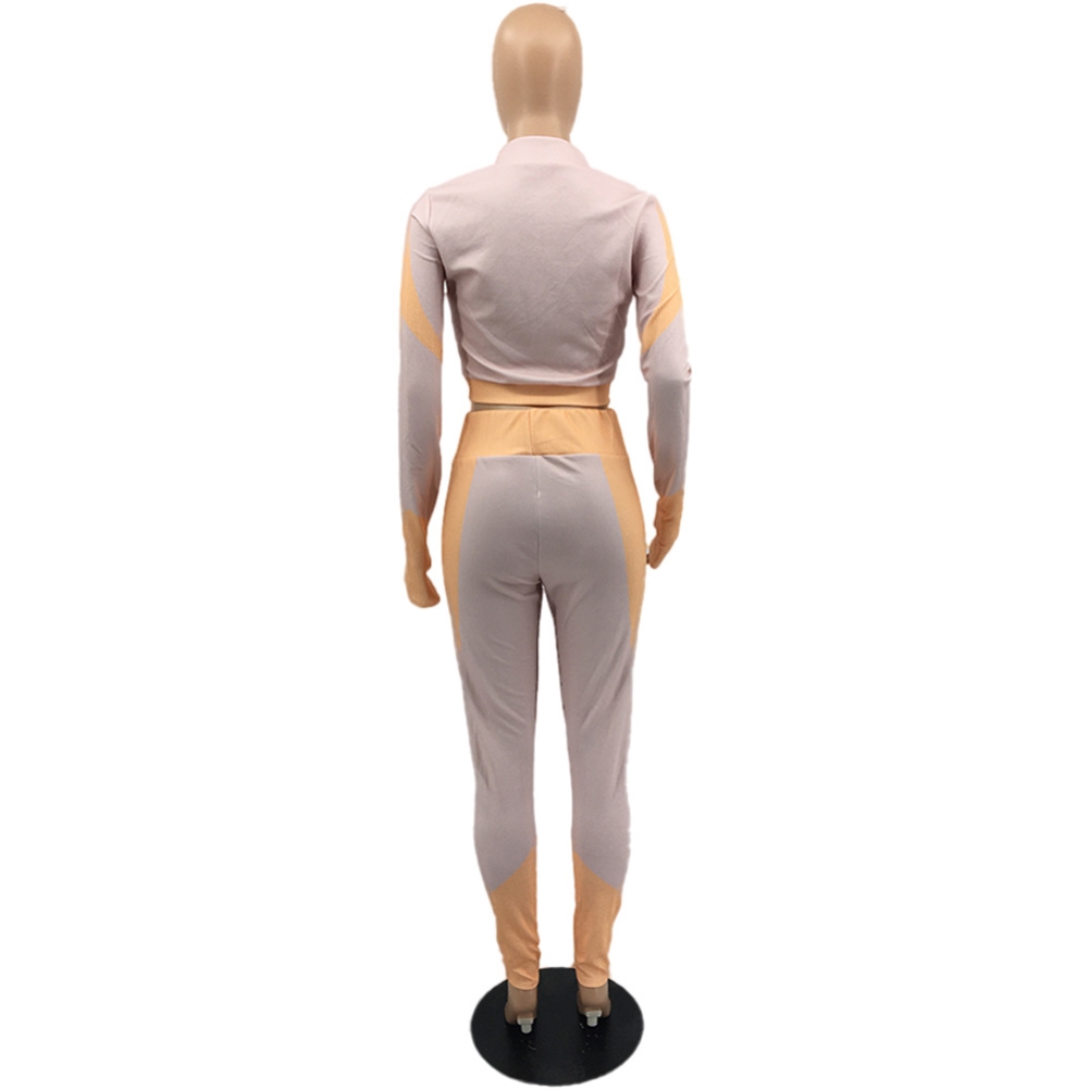 Autumn Contrast Two Piece Tight Jogging Set