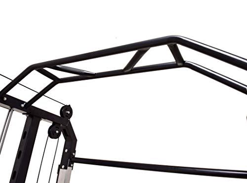 MiM USA Full Gym Set of Functional Trainer Smith Machine Power Cage & Adjustable Weight Bench W/Preacher Curl- Black & Silver