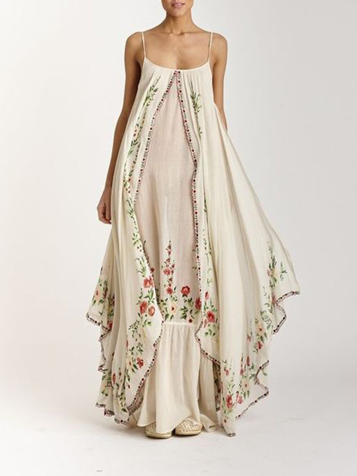 Bohemian embroidered suspender dress