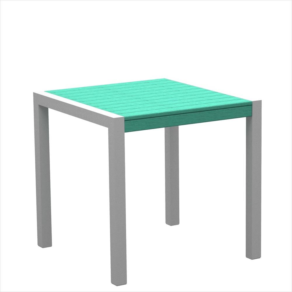 POLYWOOD Mod 30x22 Dining Table - Textured Silver - Green