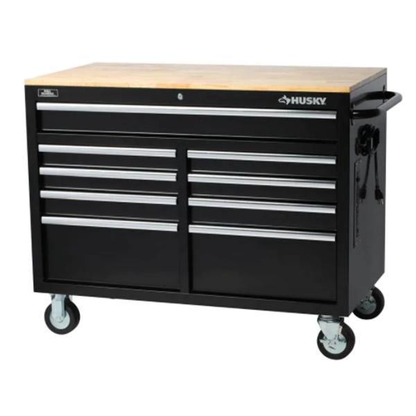 46 IN. W X 24 IN. D 9-DRAWER GLOSS BLACK DEEP TOOL CHEST MOBILE WORKBENCH WITH HARDWOOD TOP