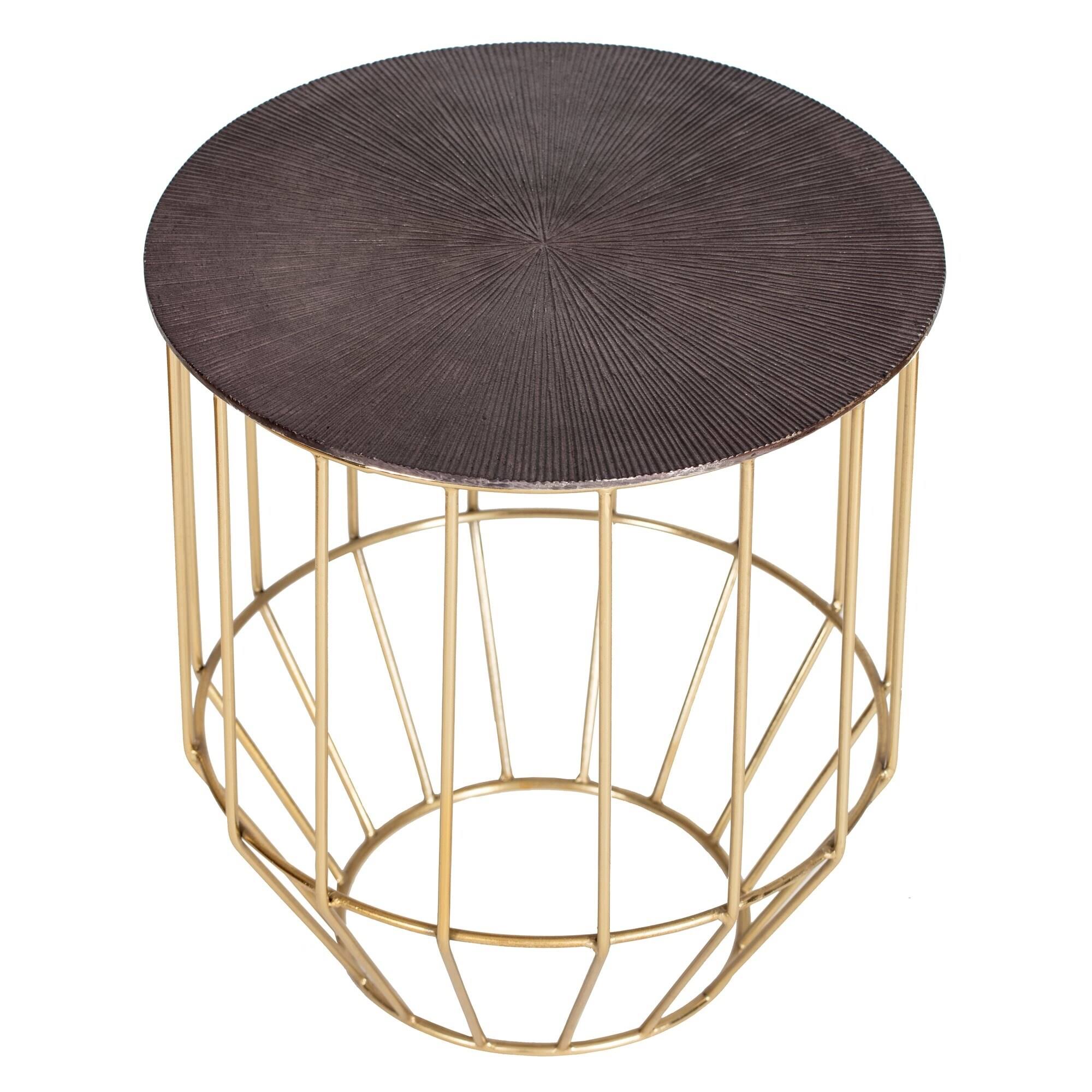 MADELEINE Home Harper 18 in. Gold Round Table Metal Top Round Side Table