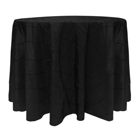 Ultimate Textile Embroidered Pintuck Taffeta 132-Inch Round Tablecloth, Black
