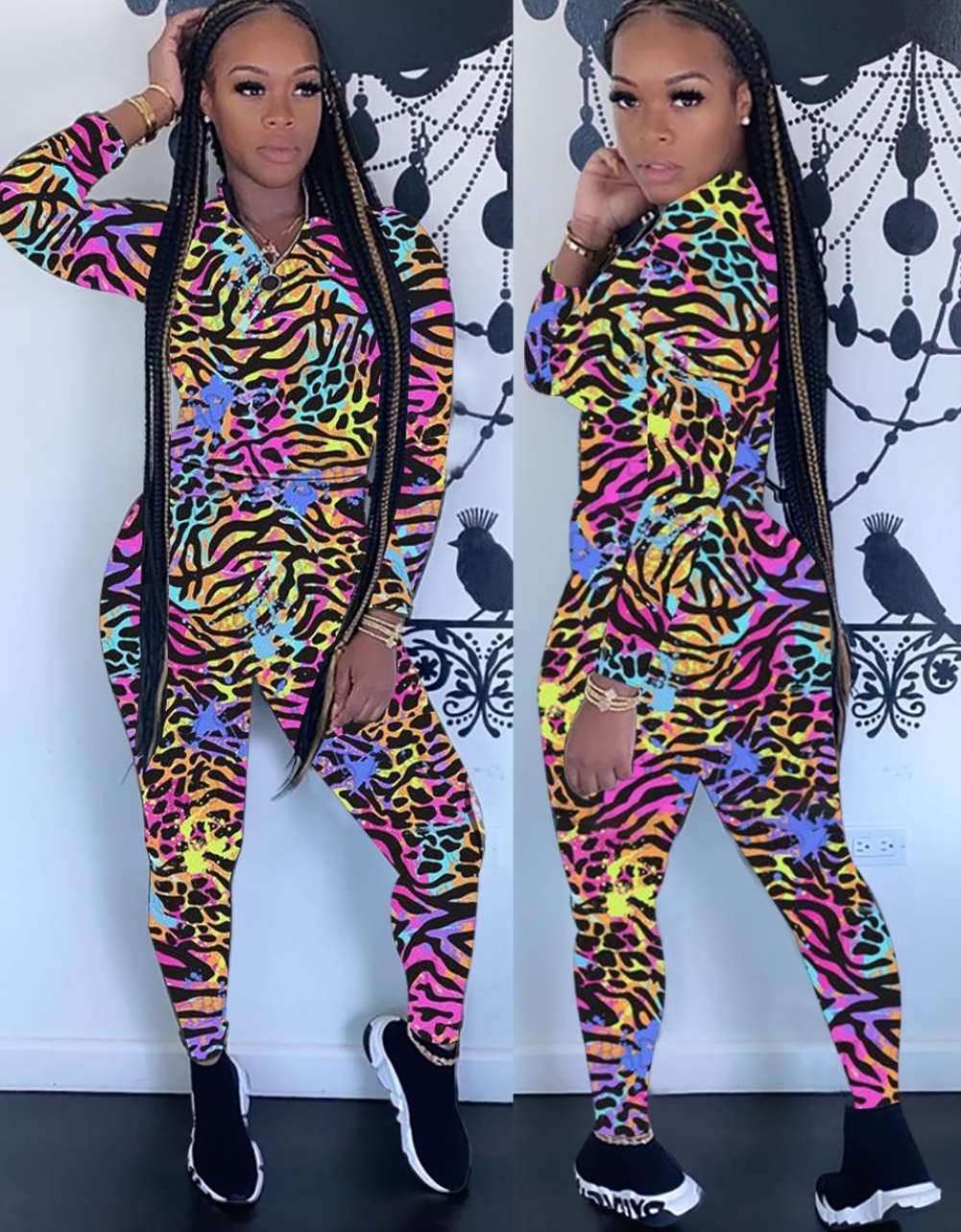 Autumn Tie Dye Print Matching Tracksuit