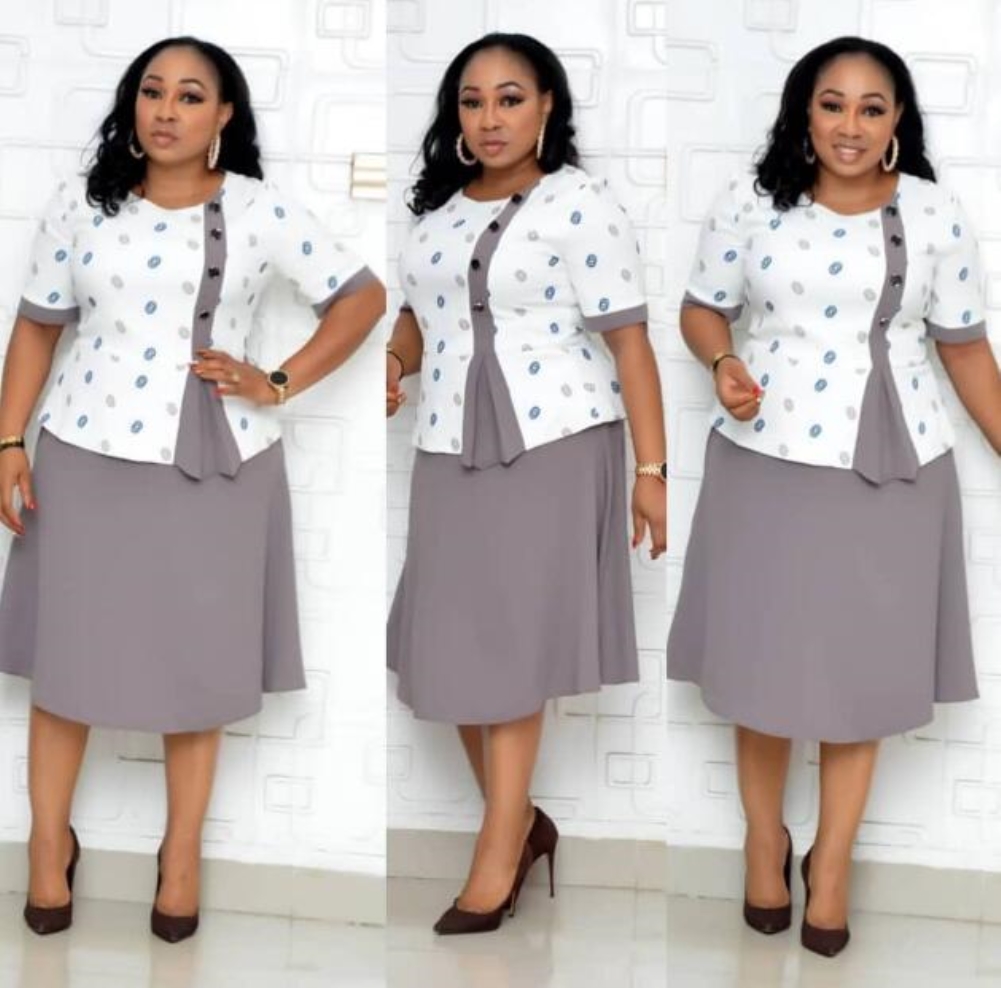 Plus Size African Two Piece Mature Dress