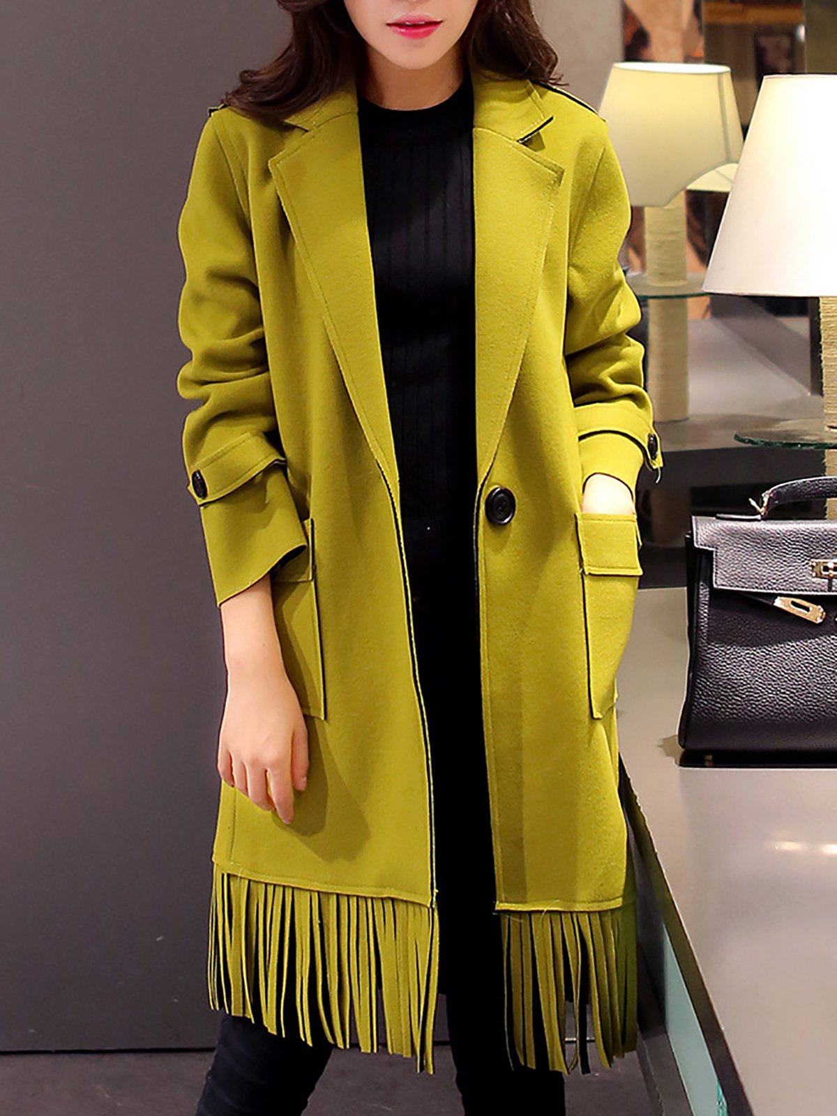 Fringed Shift Work Solid Coat