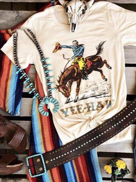 White Round Neck Shift Short Sleeve Casual Shirts & Tops