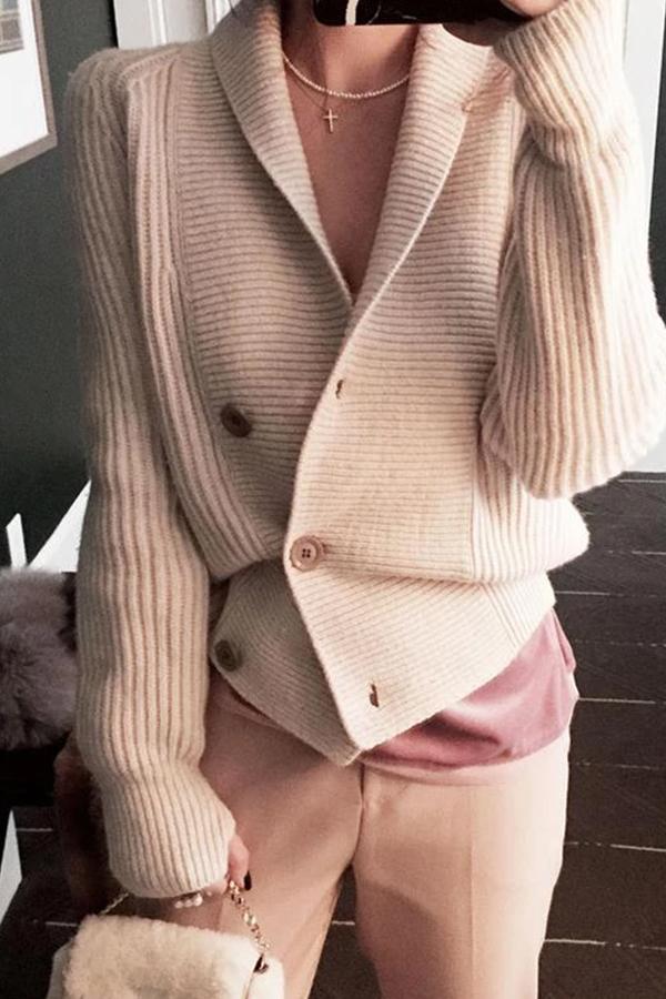 Fashion Pure Colour Long Sleeve Sweater