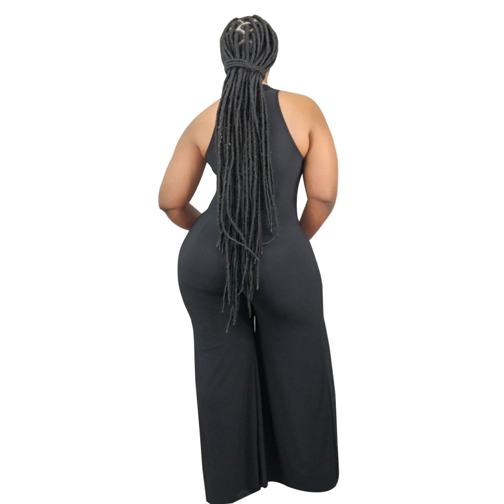 plus size sexy deep-v halter jumpsuit