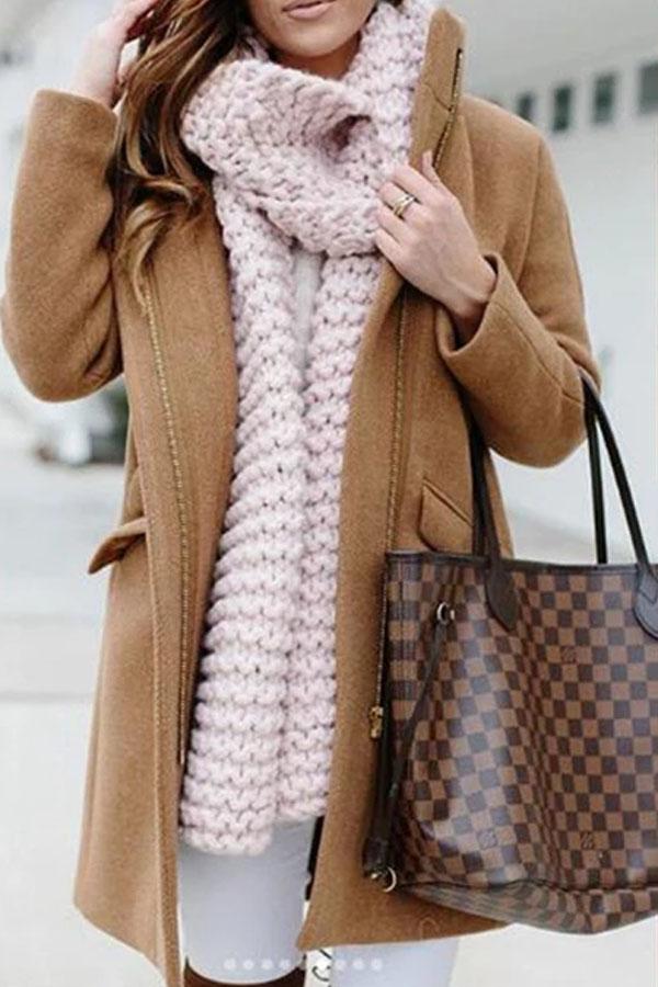 Fashion Temperament Warm Pure Color Coat