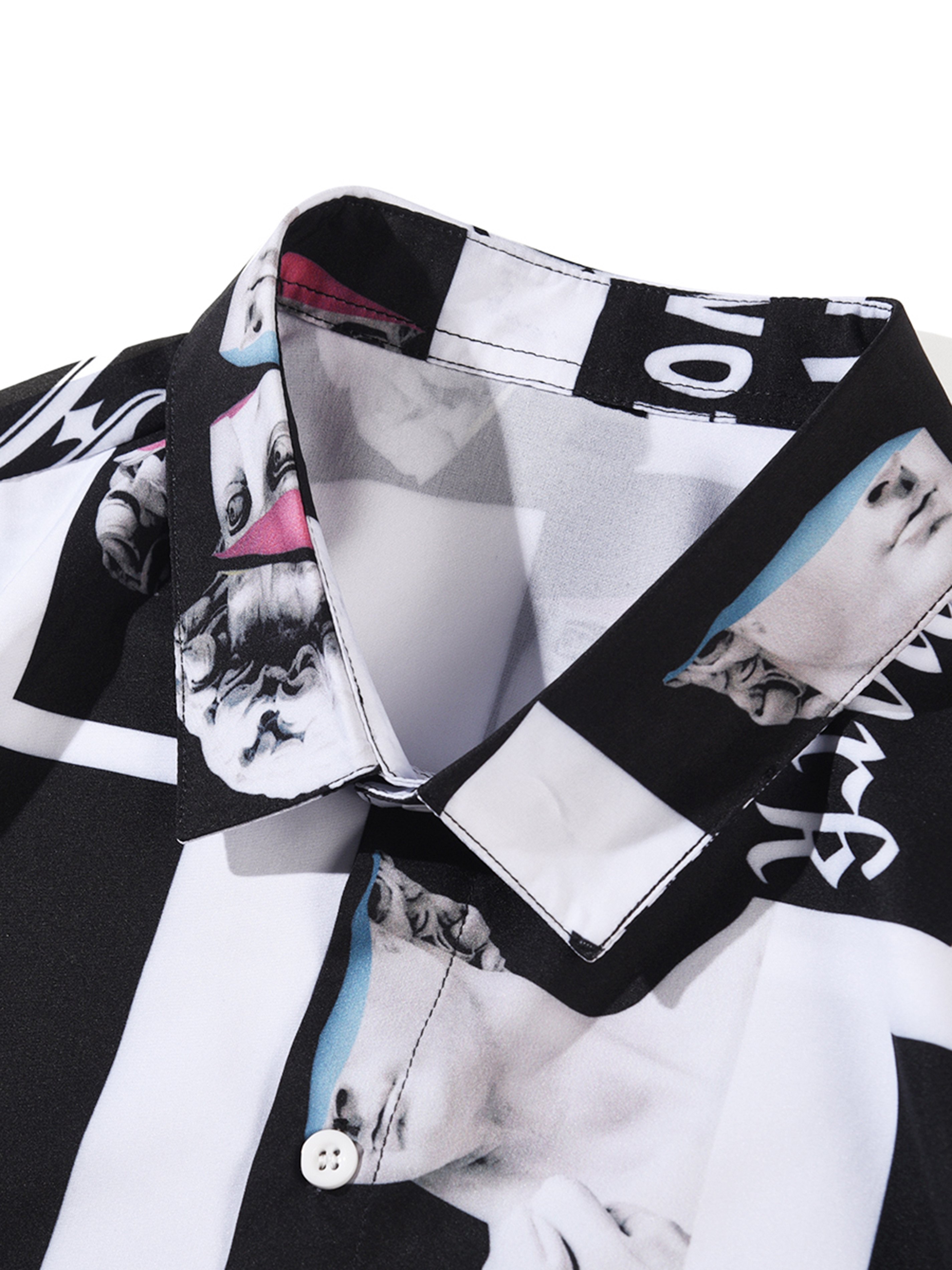 Men's Street Statue Print Button Shirt