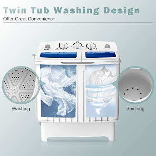 Machine, Twin Tub 17.6Lbs Capacity, Washer(11Lbs) and Spinner(