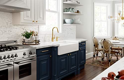 Kitchen Soap Dispenser with Above the Sink Refillable Bottle, Brushed Gold