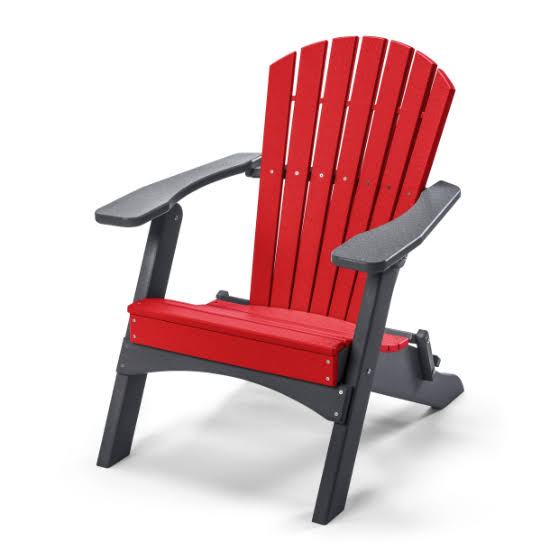 Perfect Choice Outdoor Furniture Classic Folding Adirondack Chair, Red on Gray