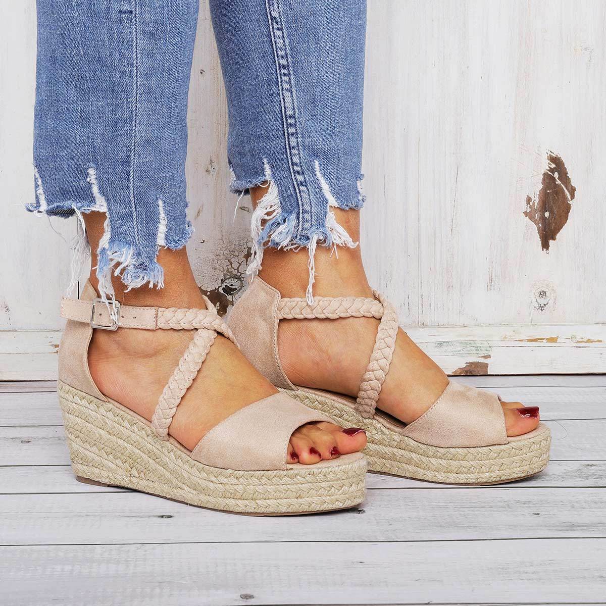 Espadrilles Wedge Sandals Braided Strap Heel Sandals