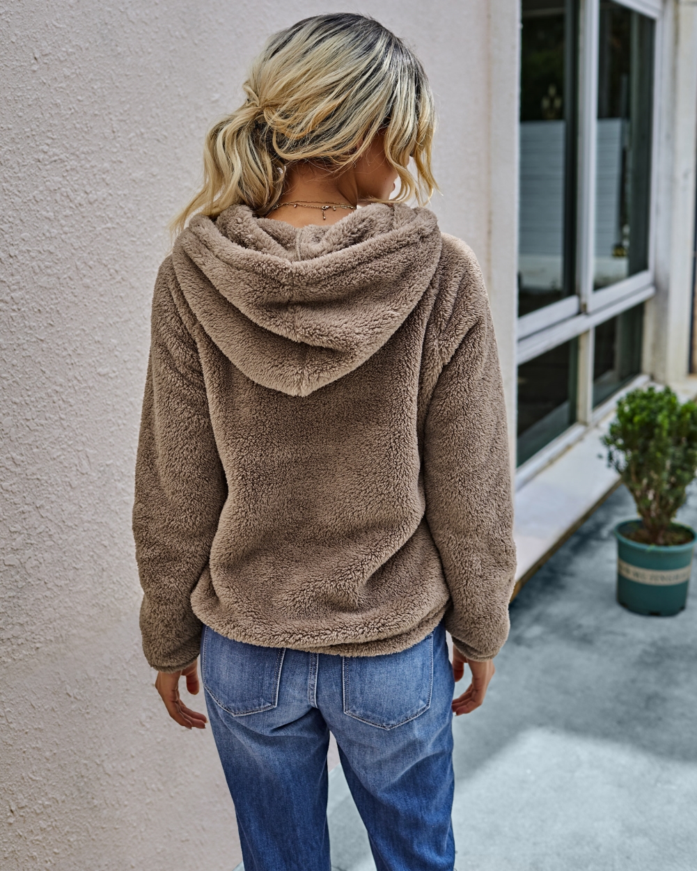 Autumn Plush Plain Hoodie Sweat Top