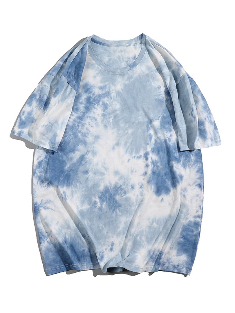 Tie Dye Round Collar Drop Shoulder Tee
