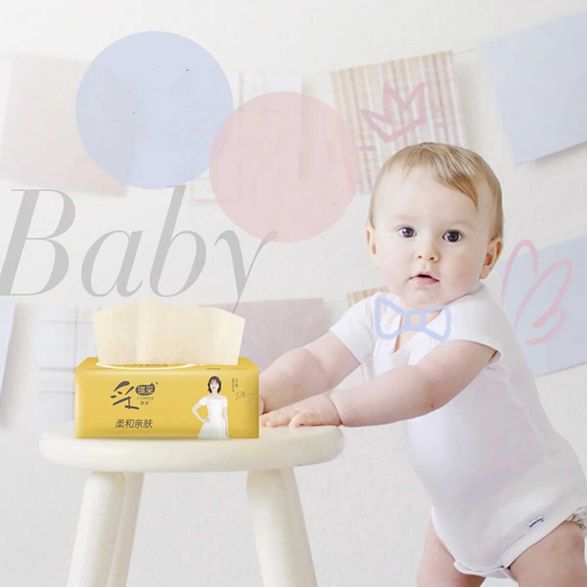 ក្រដាសជូតបេប៊ី ផលិតពីឬស្សីធម្មជាតិ១០០%