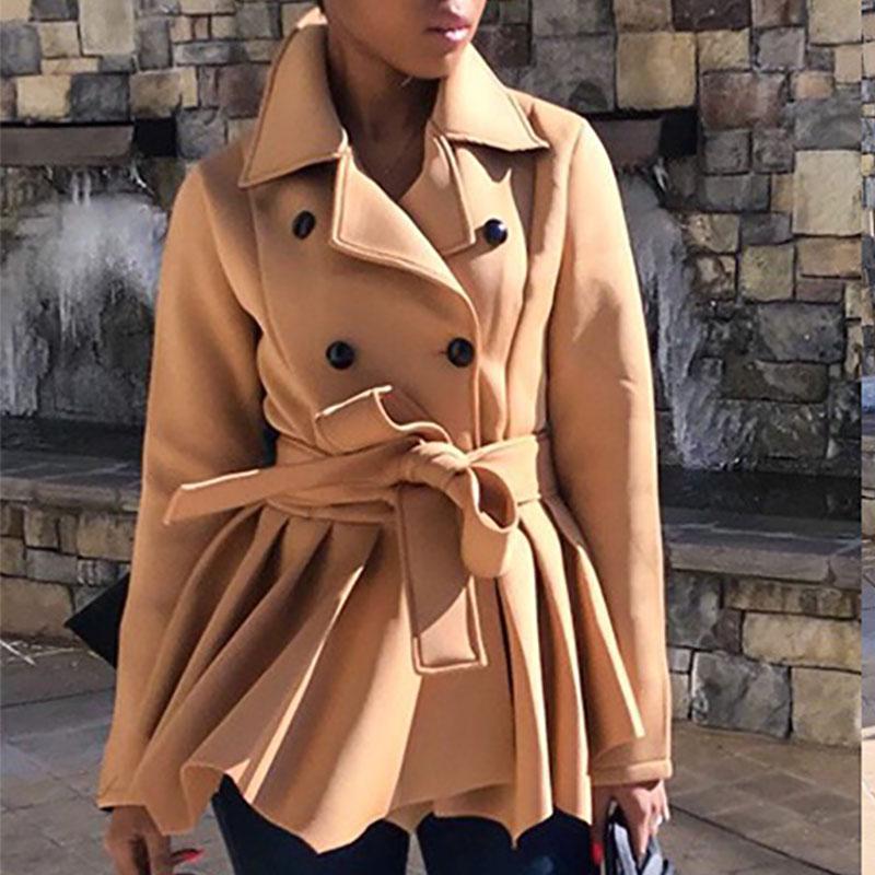 Fashion Turndown Collar Splicing Pure Colour Coat
