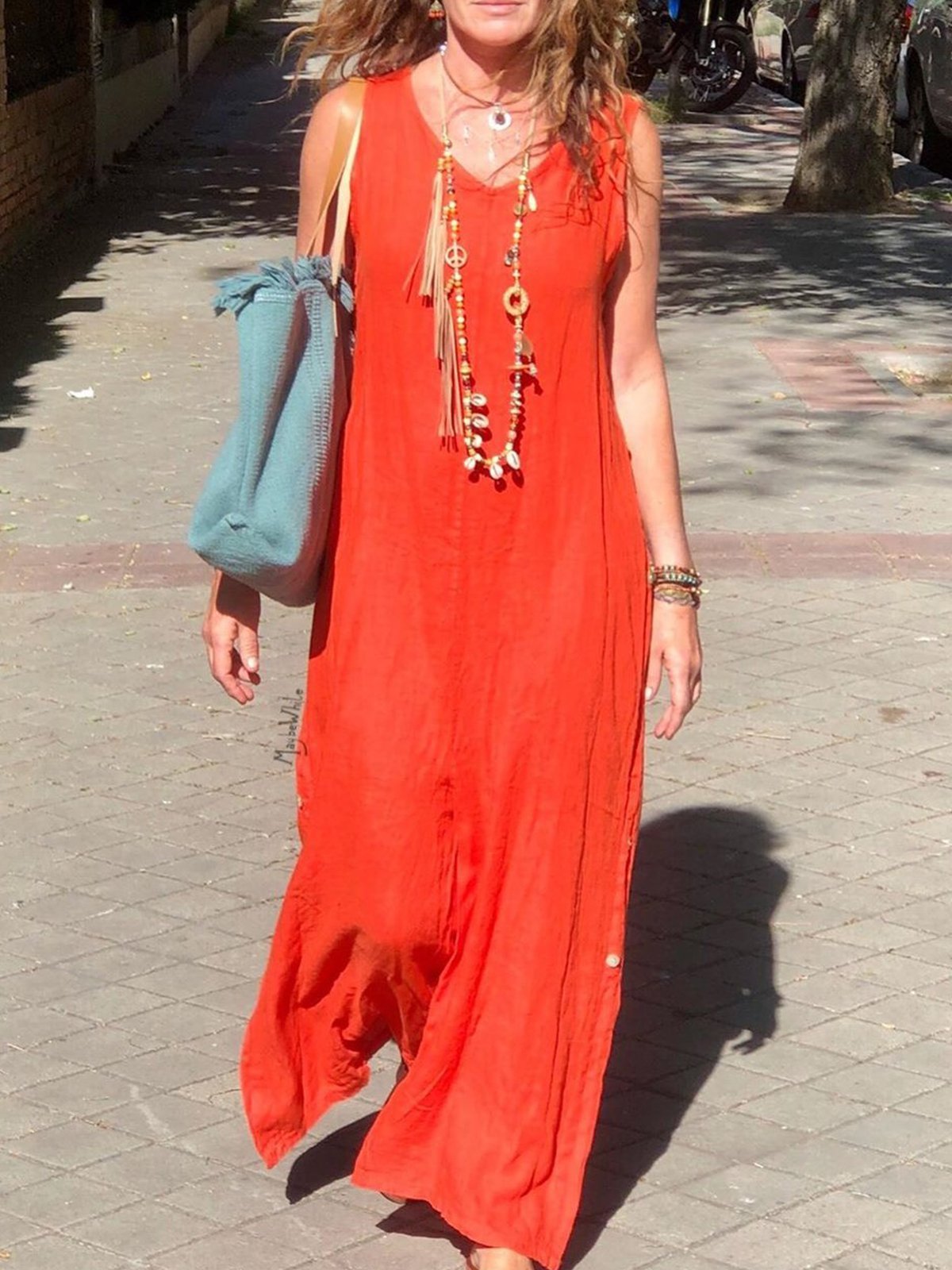 Bohemian cotton sleeveless dress