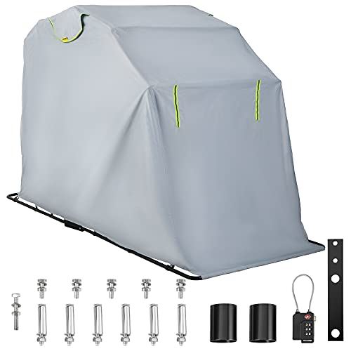 Waterproof Motorcycle Storage Cover Tent w/ Lock & Weight Bag/110.2′′x41.3′′x63.8′′
